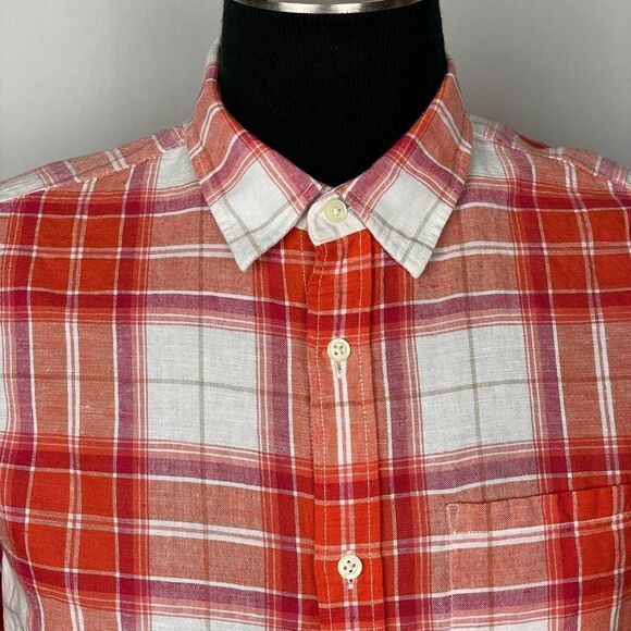 Banana Republic Slim Fit Lenin Blend Plaid Shirt - Men’s M - Picture 4 of 7